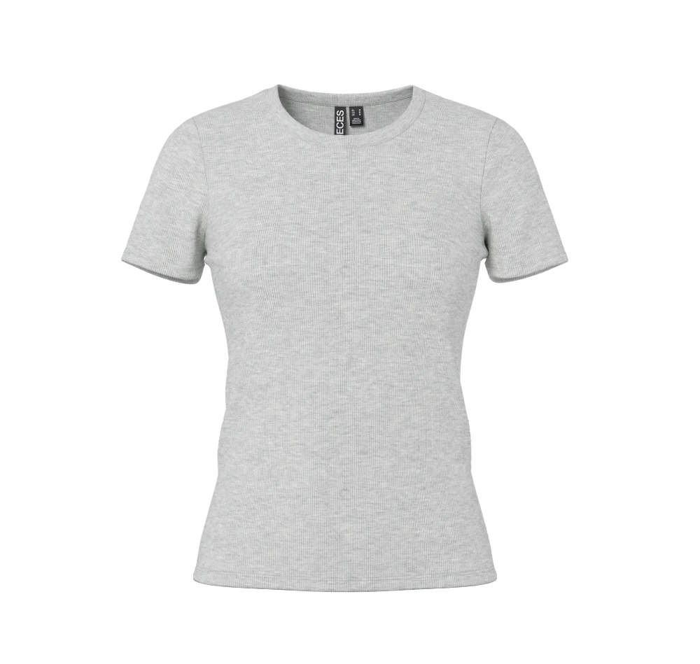 Pieces - Ribbed Basic Tee|2231