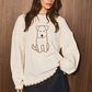 Le Lis - Embroidered Dog Whipstitch Crew Neck Knit Sweater|3695