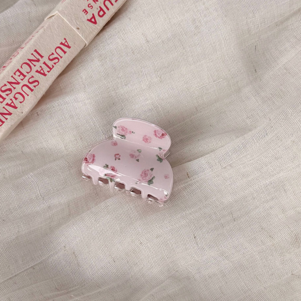 Lady June - Pink Rose Floral Hair Claw Clip|2022