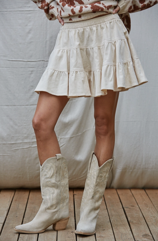 By Together - Corduroy Tiered Flare Mini Skirt|519