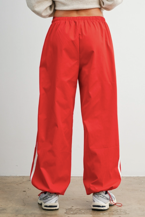 Buttermelon - Striped Drawstring Wide-Leg Cuffed Pants|259