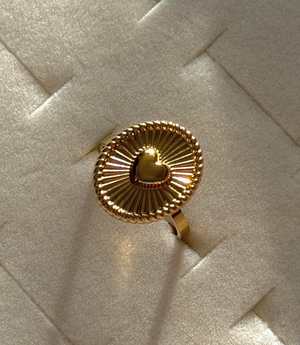 Ribbed Heart Ring - 18K PVD gold plating|2186