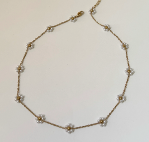 Pearl Flower Necklace - 18K PVD Gold Plating|1432