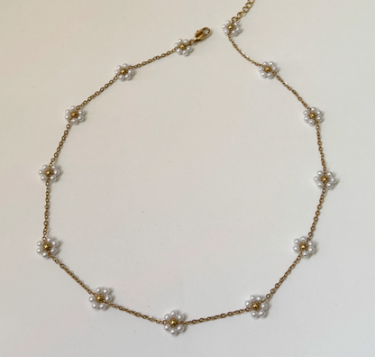 Pearl Flower Necklace - 18K PVD Gold Plating|1432