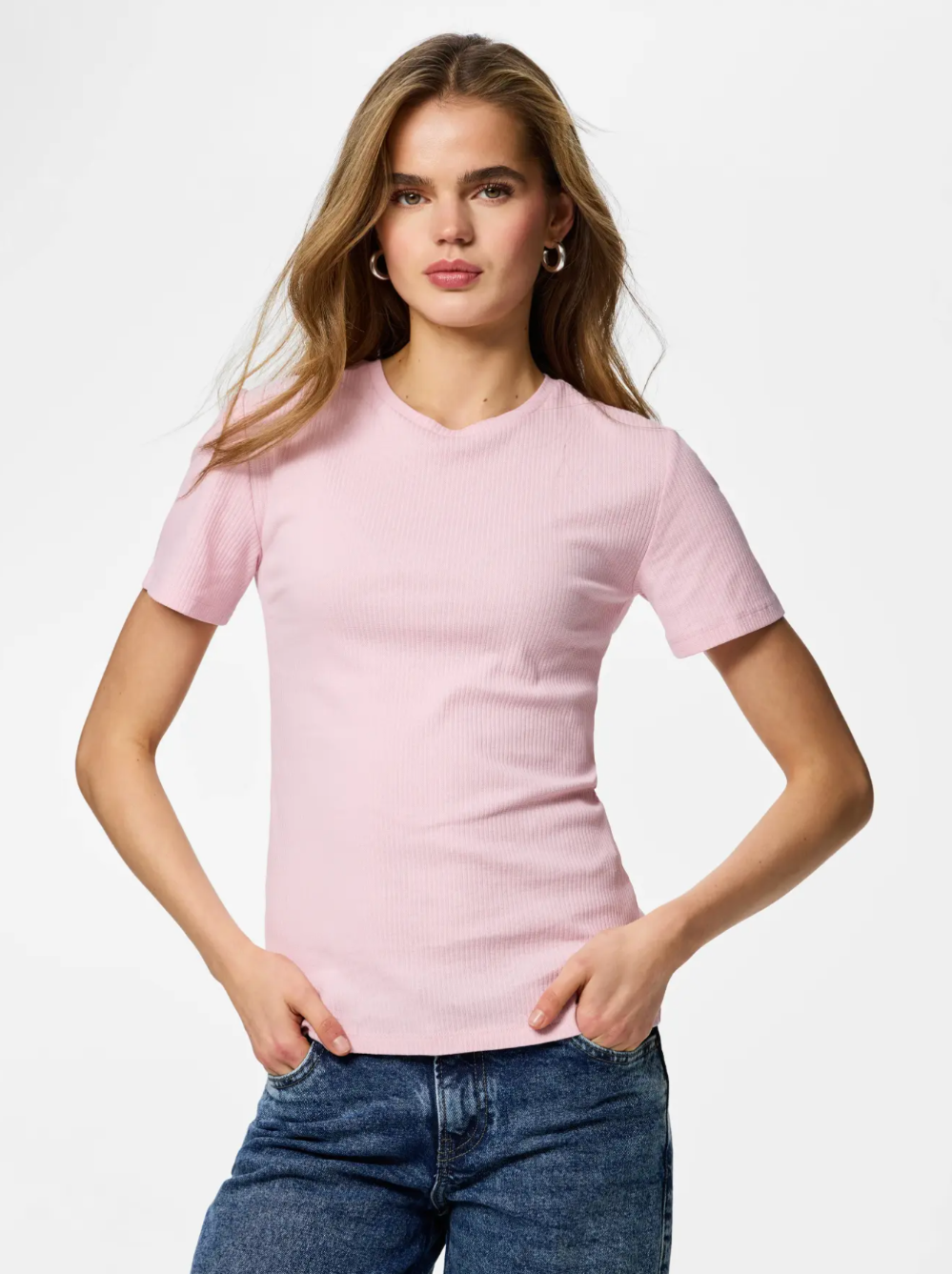 Pieces - Ribbed Tee|3026