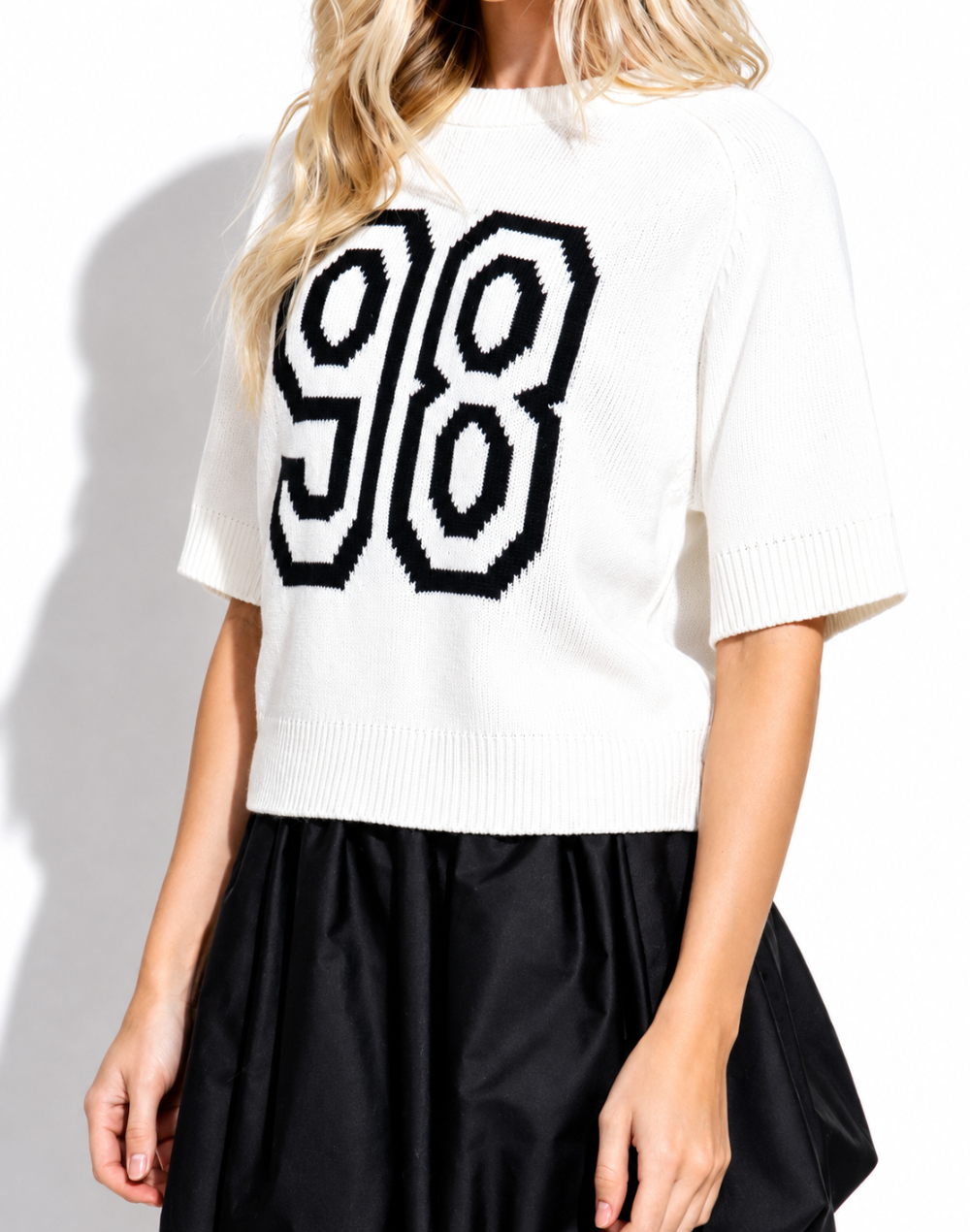 Active Basic - Short Sleeve Lettering Knit Top|1518