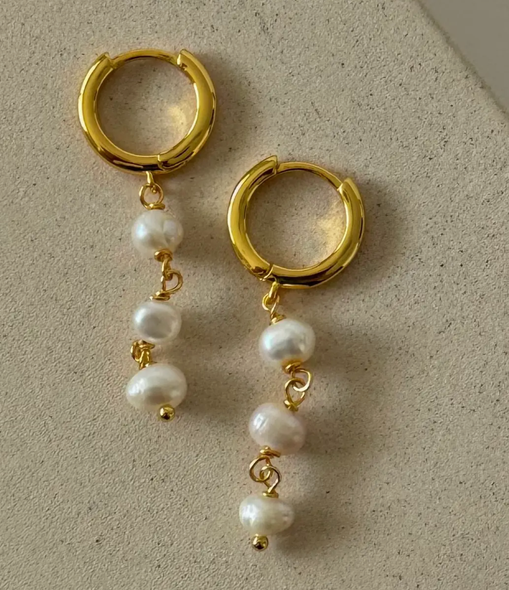 Pearl Drop Earrings -18K PVD Gold Plating|1857