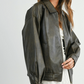 Buttermelon - Collared Zip-Front Leather Jacket|190