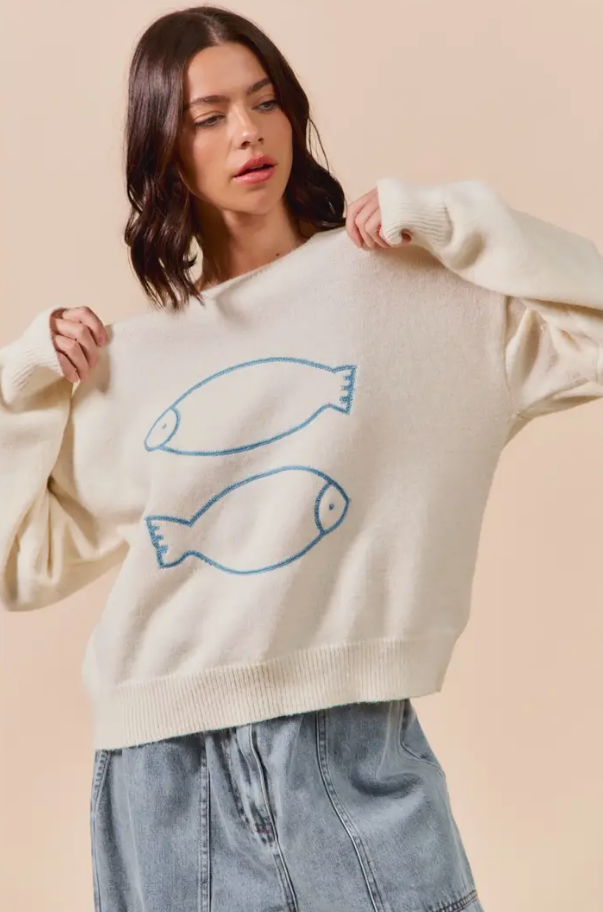 So Me - Loose Fit Fish Sweater|604