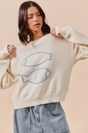 So Me - Loose Fit Fish Sweater|604