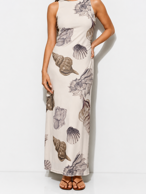 Pretty Garbage - Welles Shell Print Mesh Maxi Dress