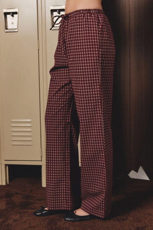 Le Lis - Mid Rise Wide Long Check Pants|136