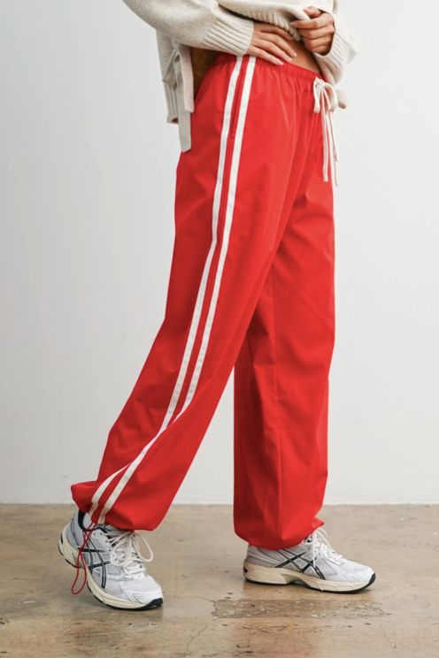 Buttermelon - Striped Drawstring Wide-Leg Cuffed Pants|257