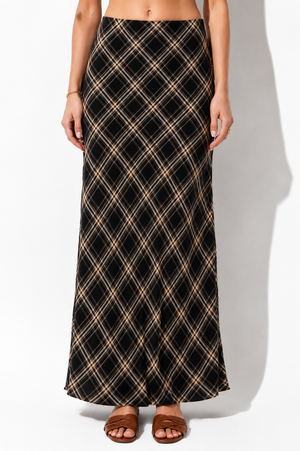 Sunday Edition - High Waist Plaid Chiffon Midi Skirt
