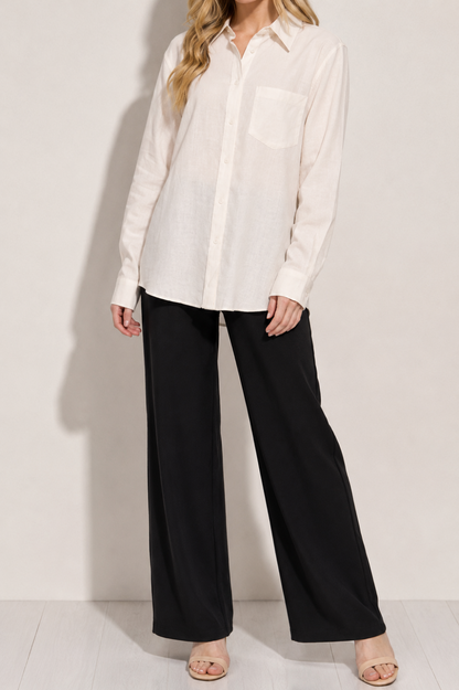 Active Basic - Long Sleeve Linen Blend Top|1503