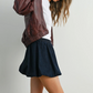 Buttermelon - Collared Zip-Front Leather Jacket|182