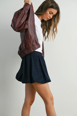Buttermelon - Collared Zip-Front Leather Jacket|182