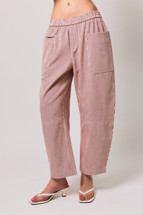 Le Lis - Elastic Waist Big Pocket Barrel Pants|128