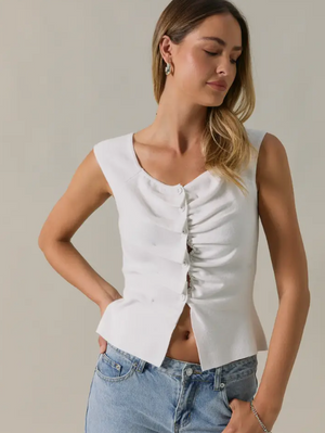 Sunday Edition - Pleated Button Down Knit Top|10