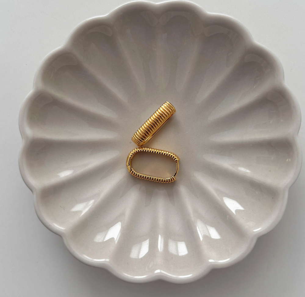 Small Ray Ribbed 2.0 Earrings  - 18K PVD Gold Plating|1650
