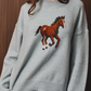 Le Lis - Horse Graphic Knit Crew Neck Sweater|3671