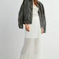Buttermelon - Collared Zip-Front Leather Jacket|188