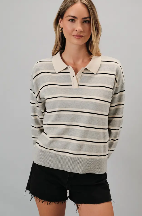 Sunday Edition - Polo Collared Long Sleeve Stripe|62