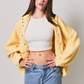 Le Lis - Oversized Sherpa Fleece Snap Front Pocket Jacket|3679