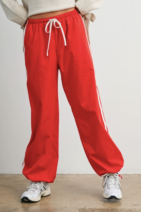 Buttermelon - Striped Drawstring Wide-Leg Cuffed Pants|258