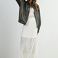 Buttermelon - Collared Zip-Front Leather Jacket|186