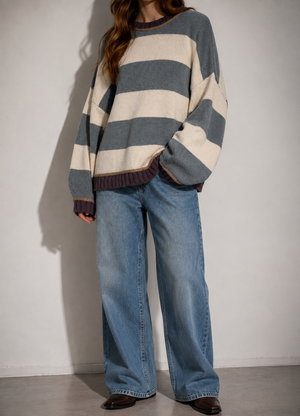 Blu Pepper - Oversized Striped Sweater