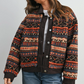 Buttermelon - Patterned Button-Front Fleece Jacket|233