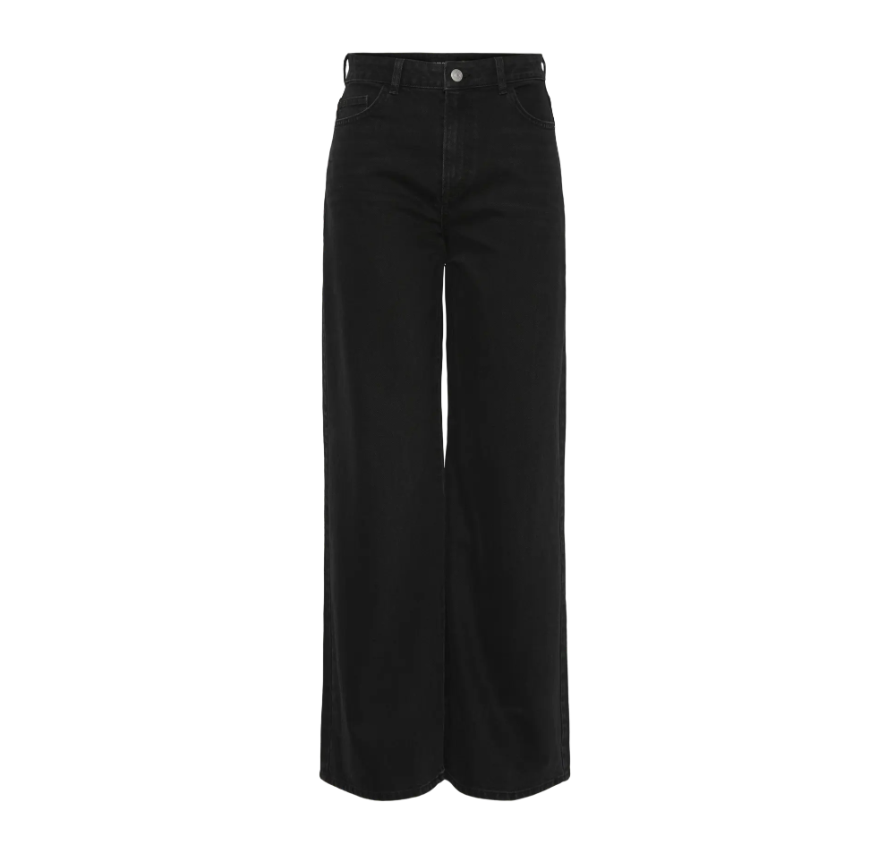 Pieces - Black Wash Wide Leg Jeans|2992
