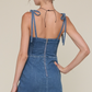 Sky To Moon - Denim Tie Fit-in Slit Mini Dress|470