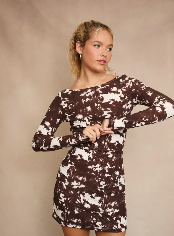 Le Lis - Boat Neck Low Waist Knit Dress|124