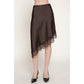Active Basics - Lace Trim Satin Midi Skirt Brown