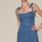 Sky To Moon - Denim Tie Fit-in Slit Mini Dress|467