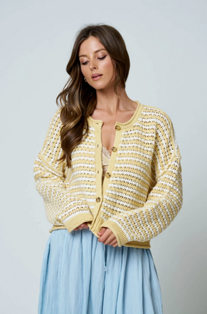 Blu Pepper -  Textured Button Up Sweater|578