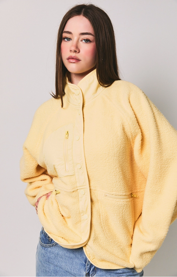 Le Lis - Oversized Sherpa Fleece Snap Front Pocket Jacket|3682
