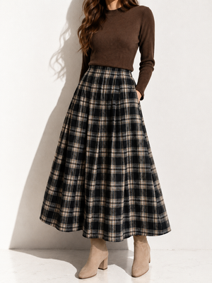 Blu Pepper - Plaid Pleated Skirt