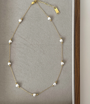 Pearl Heart Necklace -|2177