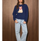 Le Lis - Cat Scarf Graphic Crew Neck Oversized Knit