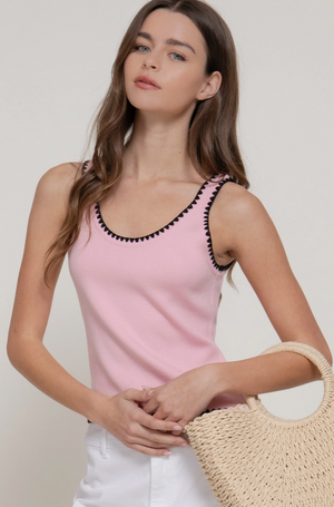 Active Basic - Embroidered Sweater Knit Top|441