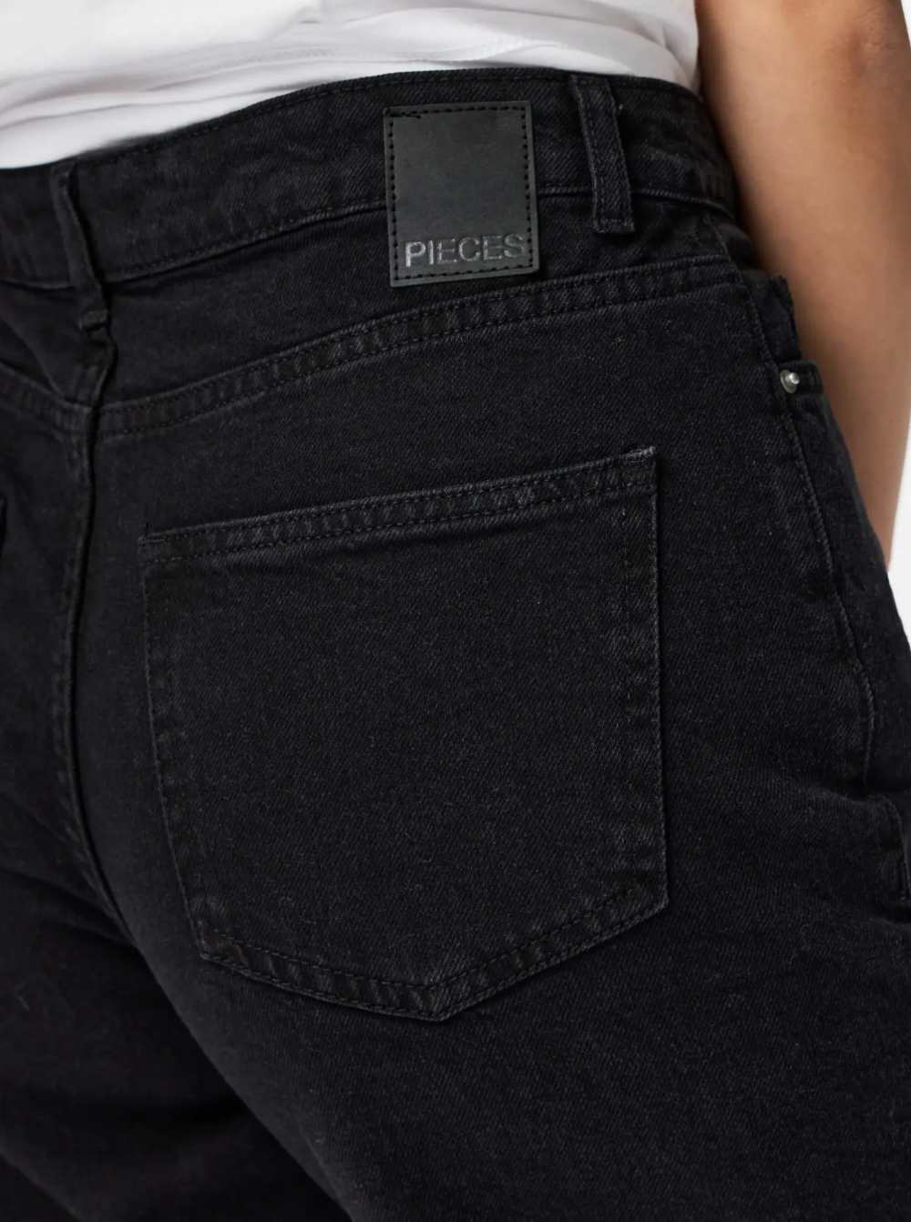 Pieces - Black Wash Wide Leg Jeans|2991