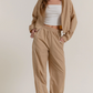 Active Basic - Side Piping Track Pants with Opening Stopper- Khaki|279