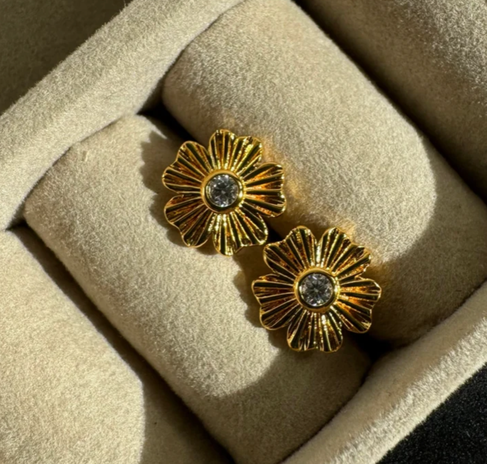 Sunburst Flower Studs - 18K PVD Gold Plating|1632