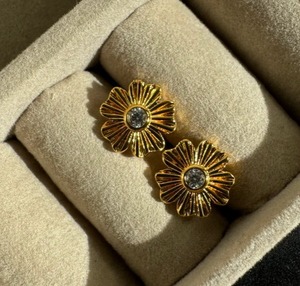Sunburst Flower Studs - 18K PVD Gold Plating|1632