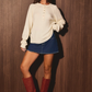 Le Lis - Soft Round Neck Henley Sweater Top|3715