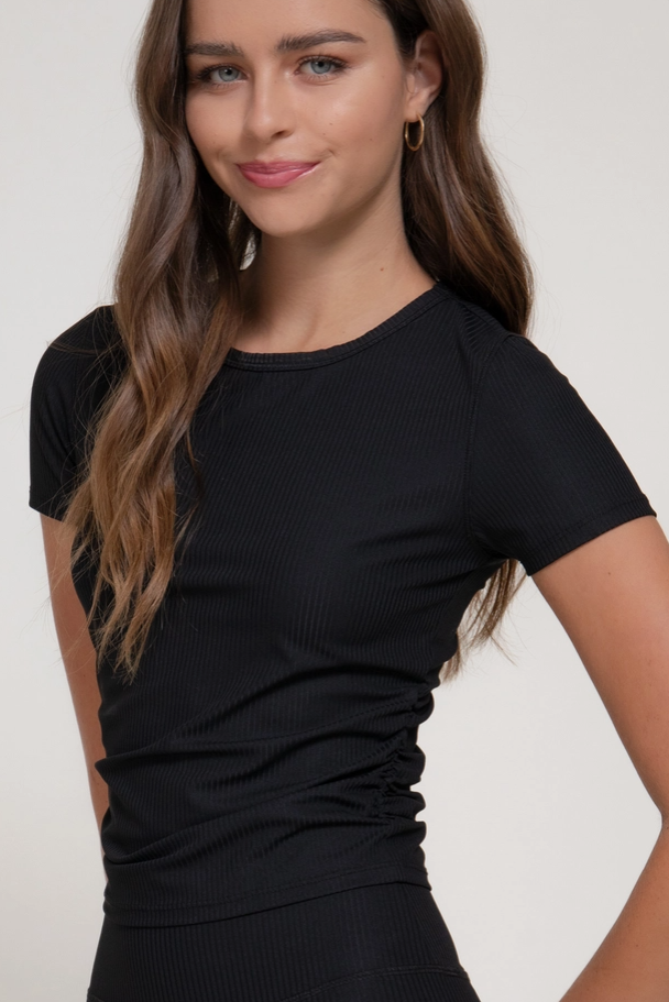 Active Basic - Ribbed & Rushed Sides Top|408