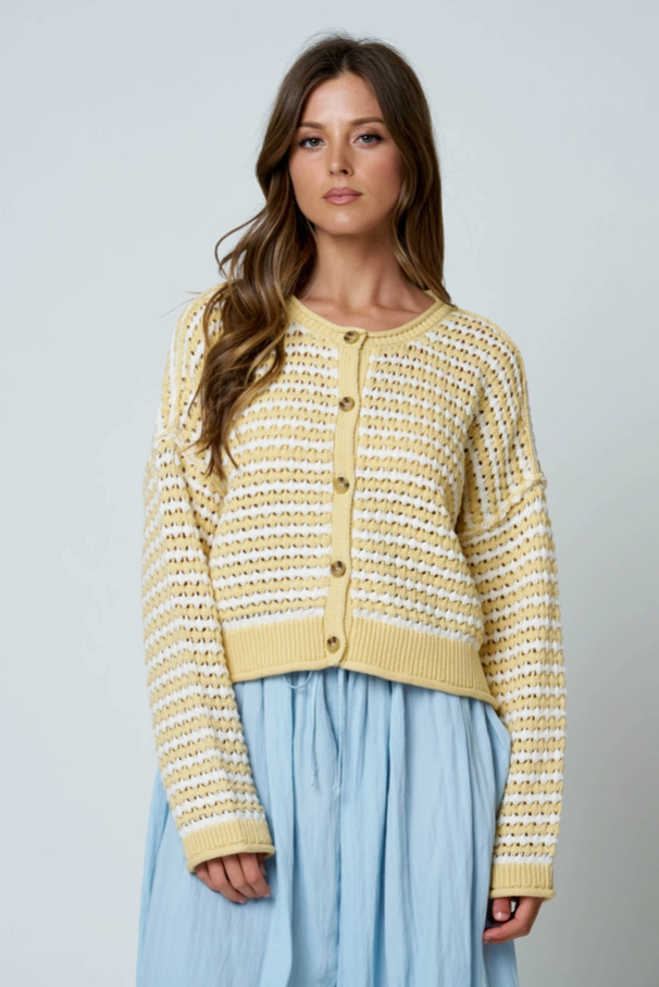 Blu Pepper -  Textured Button Up Sweater|580